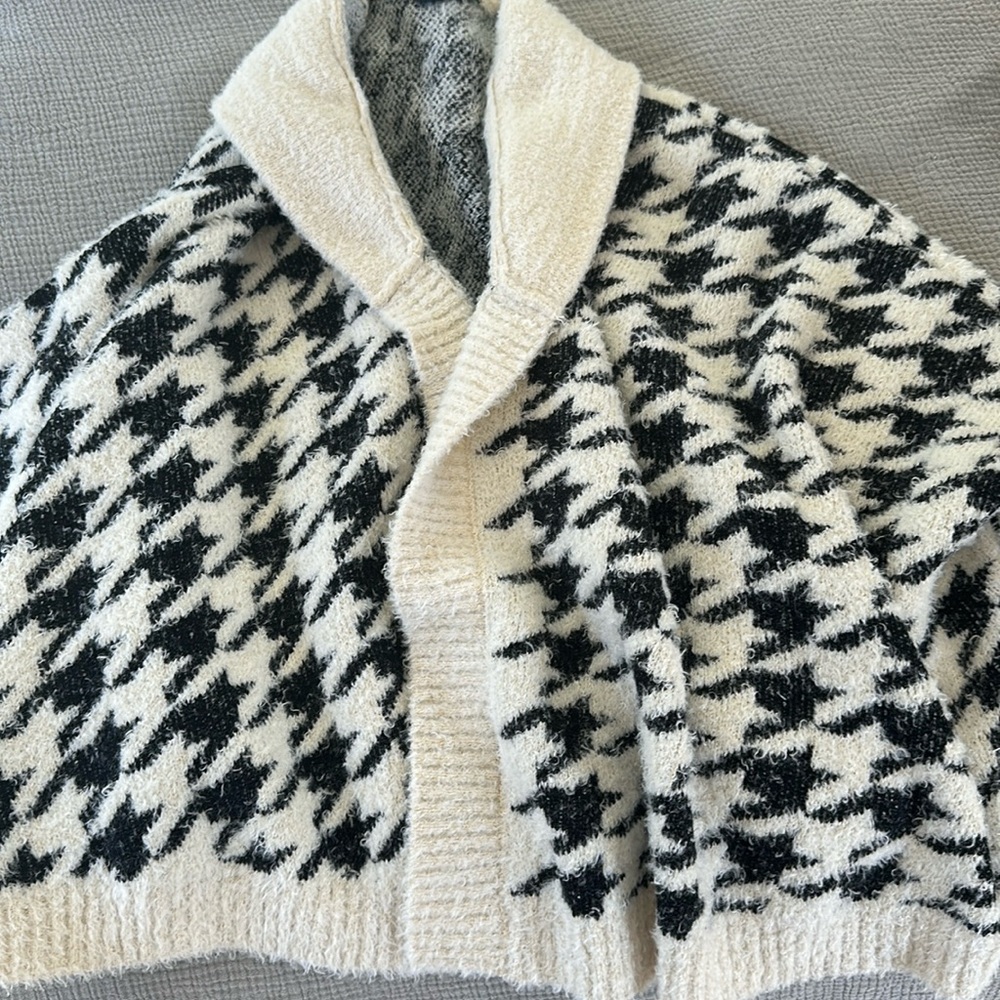 Sherpa style houndstooth cardigan Anthropologie